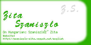 zita szaniszlo business card